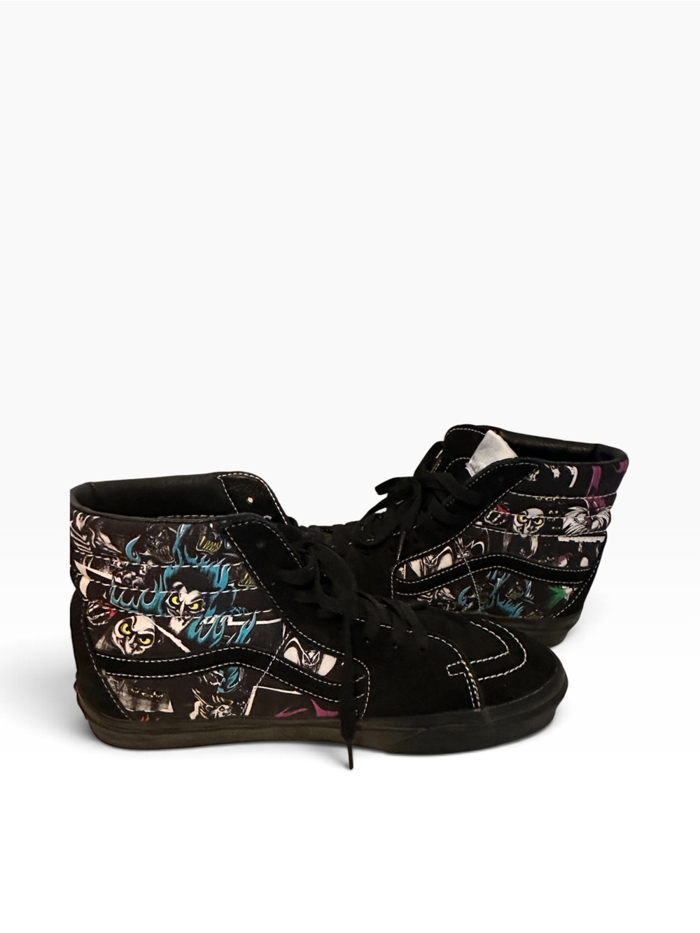 Disney x Vans SK8 Hi Villians Sneakers Suede Upper Graphic Panels Silver Tongue